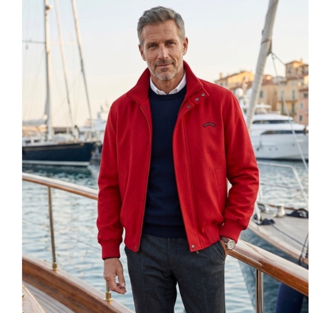 Paul & Shark Red Wool Yachting Bomber Jacket